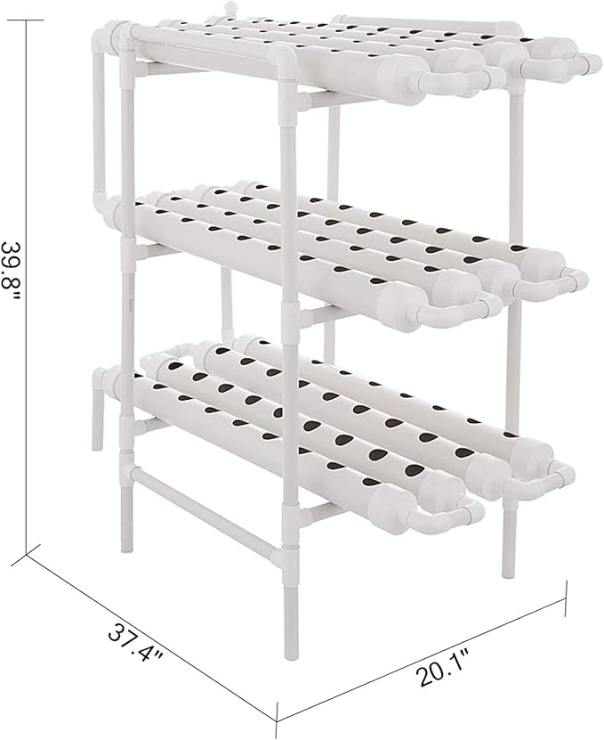 DreamJoy 3 Layers 108 Plant Sites Hydroponic Site Grow Kit 12 Pipes Hydroponic Growing System Water Culture Garden Plant System for Leafy Vegetables Lettuce Herb Celery