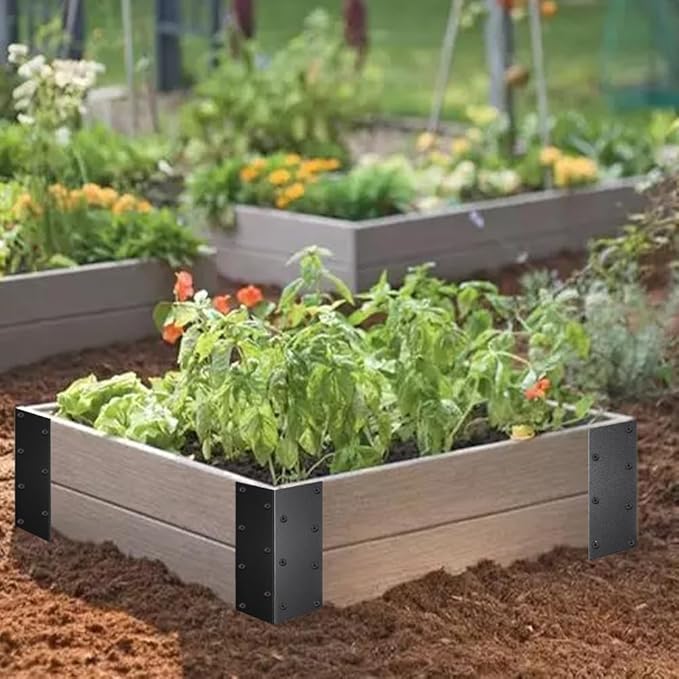 16 Pieces Raised Garden Bed Corner Brackets 11'' x 3'' x 3'' Metal Garden Corner Bracket Decorative L Bracket Heavy Duty Corner Brace for Furniture Flower Vegetable Planter