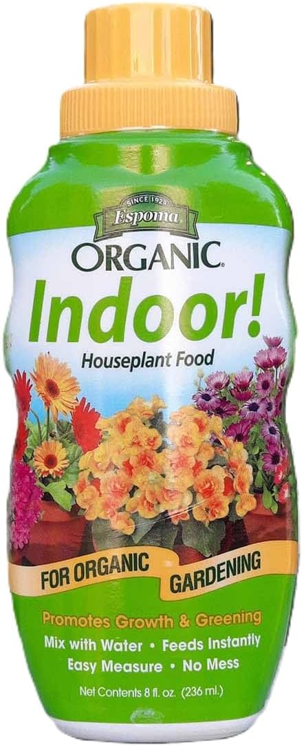 Espoma Organic 8 Ounce Concentrated Indoor Plant Food - Indoor Plant Fertilizer for Large &amp Small Plants Like Pothos Fiddle Leaf Fig Monstera Snake &amp Palms - Pack of 4