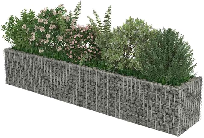 Gabion Raised Bed Silver Galvanized Steel Large Durable Gardening Pots &amp Planters 143563