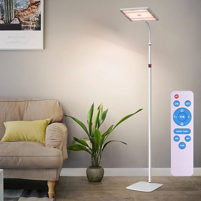 LED Grow Lights for Indoor Plants with Stand for Floor and Tabletop  Full Spectrum plant lights for indoor growing with Timer 4H/8H/12H Plant light with 3 Lighting Mode &amp 10 Dimmable Brightness.