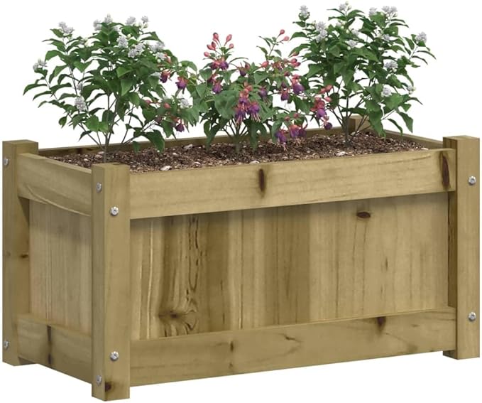 Raised Garden Bed Wooden Planter Box 23.6x12.2x12.2 Elevated Garden Bed for Patio Balcony Flower &amp Vegetable Garden Durable Pinewood Raised Planter Box for Outdoor Gardening