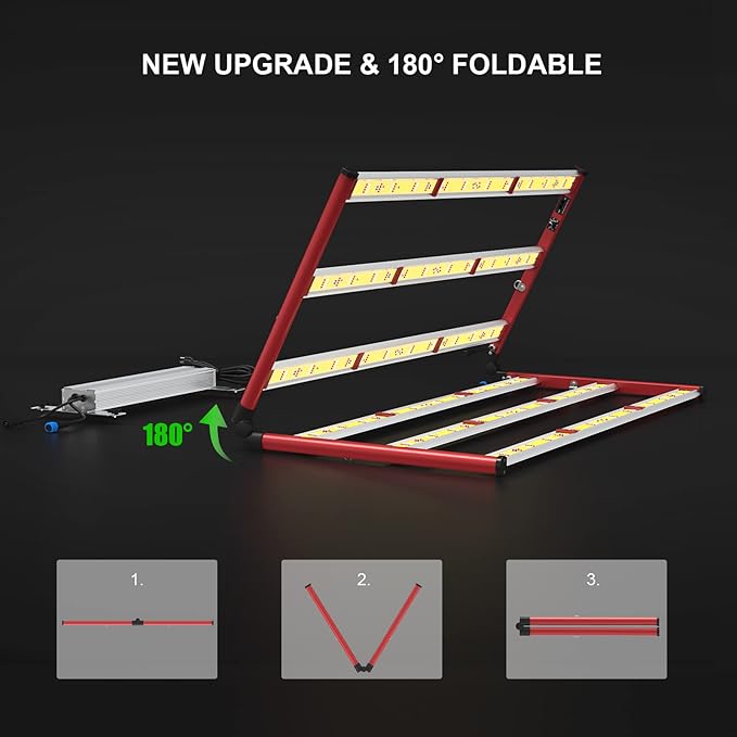 AGLEX 600W LED Grow Lights Full Spectrum Grow Light with UV IR Daisy Chain Plant Bar Style Grow Light Foldable &amp Dimmable for Indoor Growing Commercial Hydroponic Growing Lamp 5x5ft Core Coverag