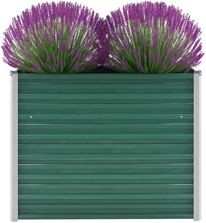 Garden Raised BedRectangular Garden PlanterPlant Elevated Garden Box Gardening PotsPlantersfor Backyard Patio Balcony Garden Galvanized Steel 39.4x15.7x31.3 Green