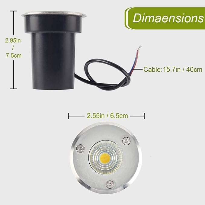 6PCS Ground LED Landscape Lights - 3W COB Recessed LED Spotlights LED Underground Well Light 3W Round Floor Lamp COB IP67 Waterproof Mini Outdoor Step Garden Light(White Light12V)