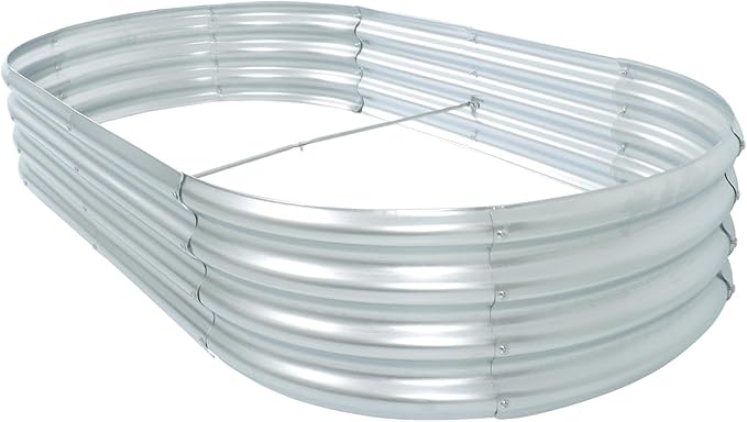 findmall 6x3x1Ft 2 Pack Raised Garden Bed Silver Center with Crossbar Iron Flower Box for Flowers and Greenery Gardening Planting Vegetable Cultivation