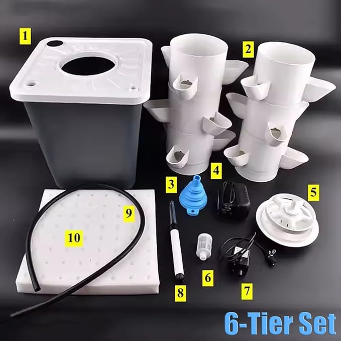 Hydroponics Tower Growing System Vertical Garden Planter 15 Pods Outdoor Indoor Vegetable Herbs Fruits Planting Equipment Beginner Kit