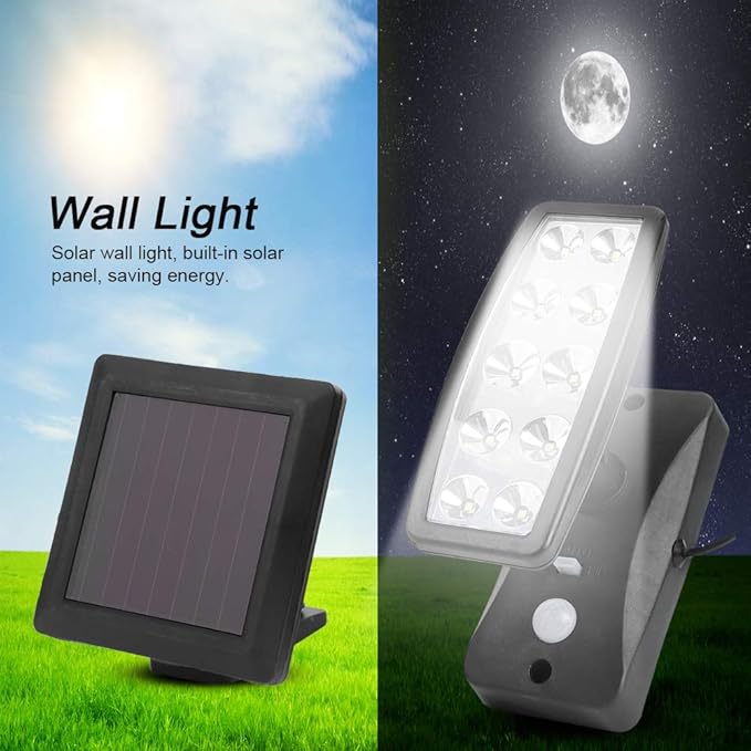 Flexible 10 LED Chips Solar Powered Induction Wall Spotlights for Outdoor Garden Corridor Wall Lights and Landscape Lighting