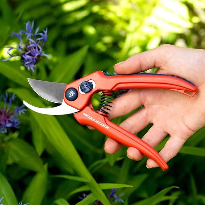 Spear &amp Jackson CUTTINGSET3 Razorsharp Adjustable Width Pruner and Glove Set Steel