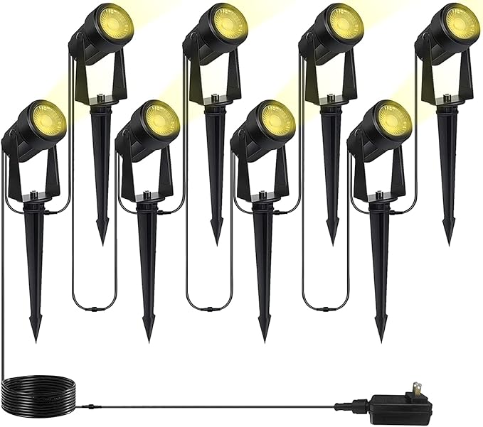 SUNTHIN Outdoor Landscape Lighting 8 Pack with Dusk to Dawn Sensor for Timer and Dimming