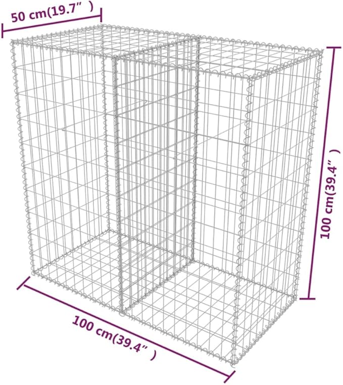 Gabion Basket Galvanized Steel 39.4x19.7x39.4 Gabion Raised Bed Gabion Cages Basket Steel Woven Gabion Net for Backyard Garden