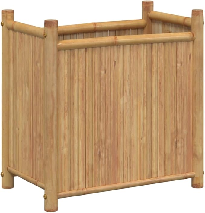 Bamboo Planter for Outdoor Gardening - Large Plant Box Flower Herb &amp Vegetable Growing in Tall Raised Beds 19.7x11.8x19.7