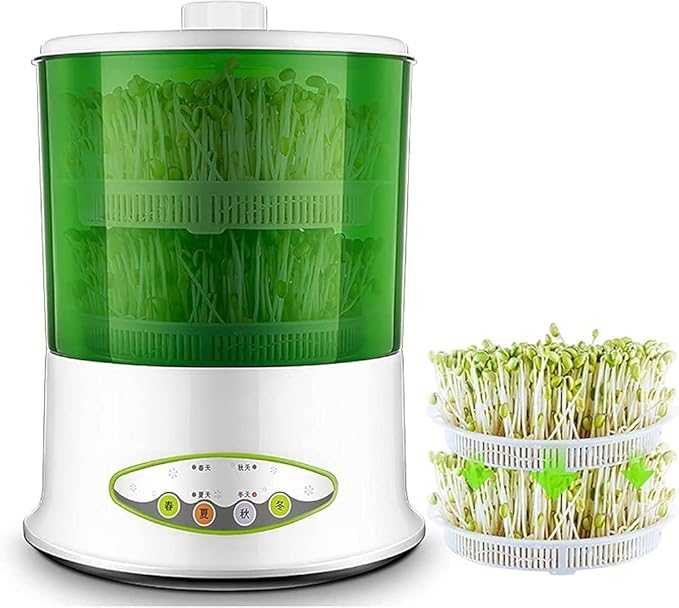 Bean Sprouts Machine Seed Sprouter Intelligent Bean Sprouts Maker Household Seed Grow Cereal Tool Seed Sprouter Kit with 360-Degree Sprinkler for Seed Grow (Size:A)