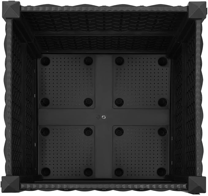 Modern Black Square Planter Box 15.7 x 15.7 x 15 in Heavy-Duty PP Garden Pot for Patio Balcony Herb &amp Flower Outdoor Use