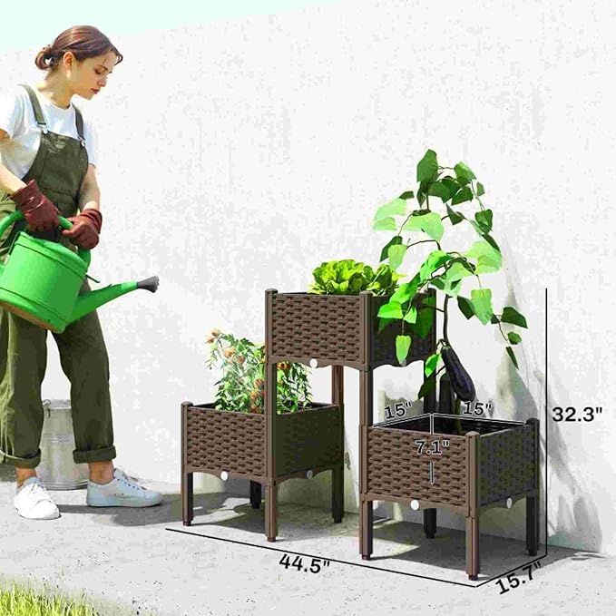 Modern Elevated Planter for Balcony &amp Patio Stylish Raised Garden Box Adds Instant Curb Appeal - Sleek Design Maximizes Small Spaces Ideal for Urban Herb Gardens &amp Decorative Greens