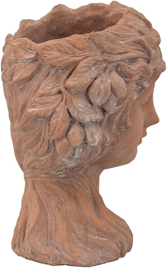8x9x11.5 Brown Head Bust Planter Cement Head Planter Indoor Outdoor Home GDecor