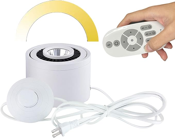 Accent Uplight 7W COB LED Stepless Dimming Adjustment Remote Control Spotlight Light with Foot Pedal Switch Cord Flexibly Rotatable Extra Light Rotating Decorative for Plants Landscape