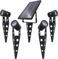 4-Spotlight Mini 50X Solar-Powered LED Spotlight (Cool White LED) Black Finish Outdoor Garden Yard Landscape Downlight