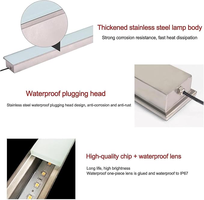 Outdoor Buried Lights - Ground LED Landscape Lights IP67 Waterproof Recessed Floor Spotlight DC 24V Long Strip Recessed Wall LampBlue 12W100*10 * 6cm