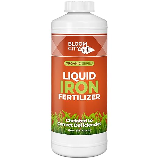 Chelated Liquid Iron – Bloom City Organic Iron Supplement for Lawns &amp Plants – 32 oz