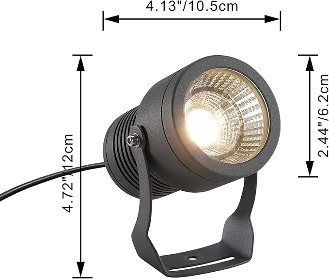 Kiven IP65 Waterproof LED Landscape Up Down Ligh LED Decorative Spotlight Lamp with Plug-in Cord and Timer for Indoor Outdoor Yard Step Statue(10W Warm White)