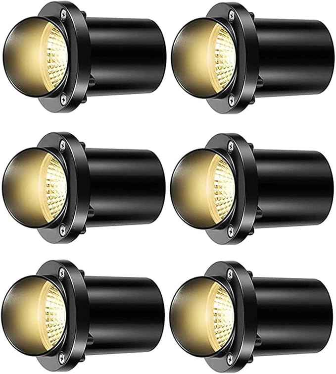 6PCS Ground LED Landscape Lights - Recessed Floor Spotlights 7W Outdoor Anti-glare LED Beam Spotlights IP67 Waterproof Underground Buried Lamps For Driveways Steps Lawn Garden Path(White l