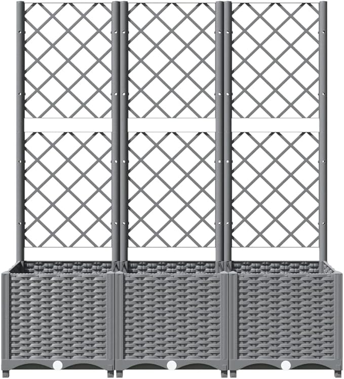 Light Grey Rectangular Garden Planter for Climbing Plants Durable Polypropylene 47.2 x 15.7 x 53.5 Inch Indoor Outdoor Use