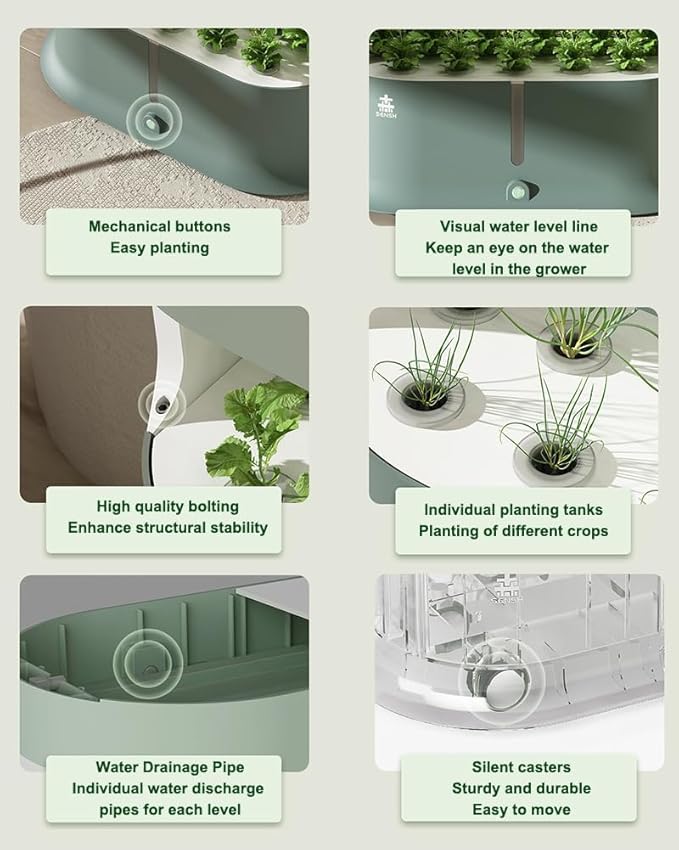 COYEUX Indoor Hydroponics System Automated LED Grow Lights Hydroponic Growing System with Remote Control for Herbs Fruits Vegetables White