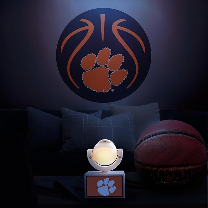 Sporticulture NCAA American Football Clemson Tigers - Adjustable Led Mini Spotlight Projector with 6 Team Logo Designs - Portable &amp Rechargeable Spotlight - Battery-Operated - 4.375” x 3.125”