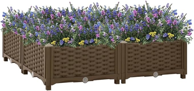 Raised BedOutdoor Planting BoxesIndustrial Rustic PlanterRaised Beds for GardeningPlantersfor Backyard Patio Balcony Garden31.5x31.5x9.1 Polypropylene