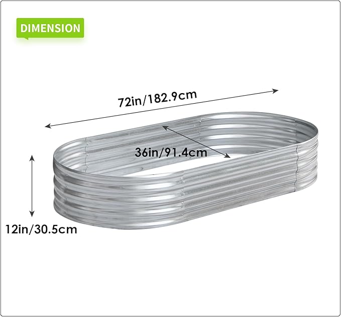 Raised Garden BedGalvanized Planter Boxes OutdoorOval Large Metal Garden Bed Planter Box for Vegetables