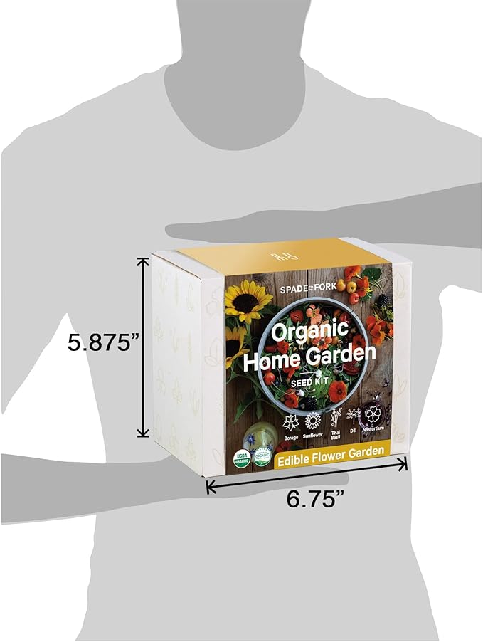 Organic Edible Flower Garden Seed Kit - 23pc Indoor Garden with Soil Pots Plant Markers USDA Organic Non-GMO Seeds &amp Illustrated Instructions - Sunflower Borage Thai Basil Dill Nasturtium
