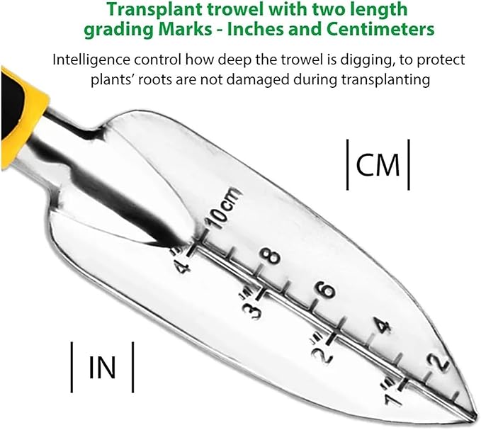 Premium 4-Piece Garden Tool Set with Trowel Cultivator Hand Rake Transplant Trowel and Durable Gardening Gloves for Efficient Weeding and Soil Loosening