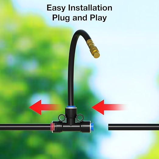 MIXC 200Ft 1/4 Drip Irrigation System2026-Upgrade Garden Irrigation Kit with 32pcs Adjustable Copper NozzlesAutomatic Atomizing Watering System for Outdoor PlantsRaised BedYardPotted PlantLawn