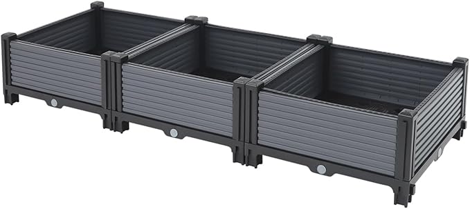 3 Boxes Planter Box Raised Garden Bed for Vegetables Flowers Herbs DIY Gardening Each Max. Load 176.37lbs