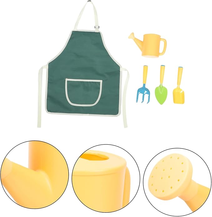Mipcase Boys and Girls Gardening Tools Set Mini Rake Shovel Watering Can and Apron for Boys and Girls Outdoor Planting Supplies for Toddlers Gardening Fun