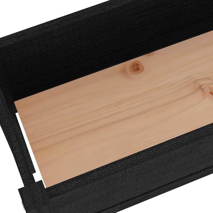 Large Outdoor Planter Set of 2 Black Solid Pinewood Raised Garden Bed 43.3x12.2x27.6 Inch Rectangular Planters for Outdoor Plants Gardening