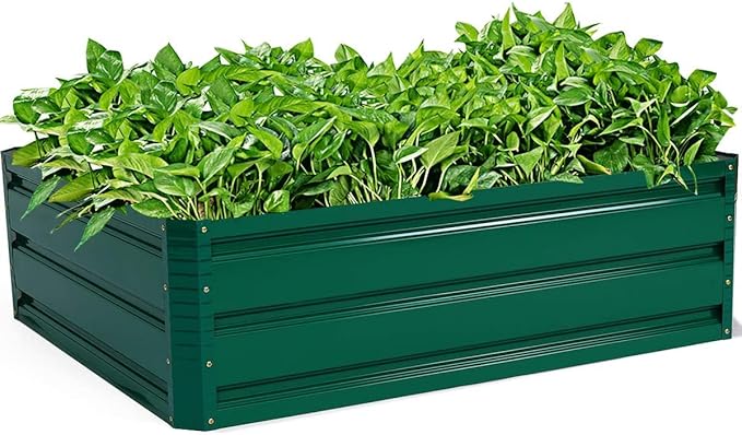 GRAFFY Steel Raised Garden Bed Reinforced Plant Growing Container for Vegetable Flower Herb Plants Outdoor Grass Patio Lawn Garden Beds Box (40 L x 32 W x 12.0 H)