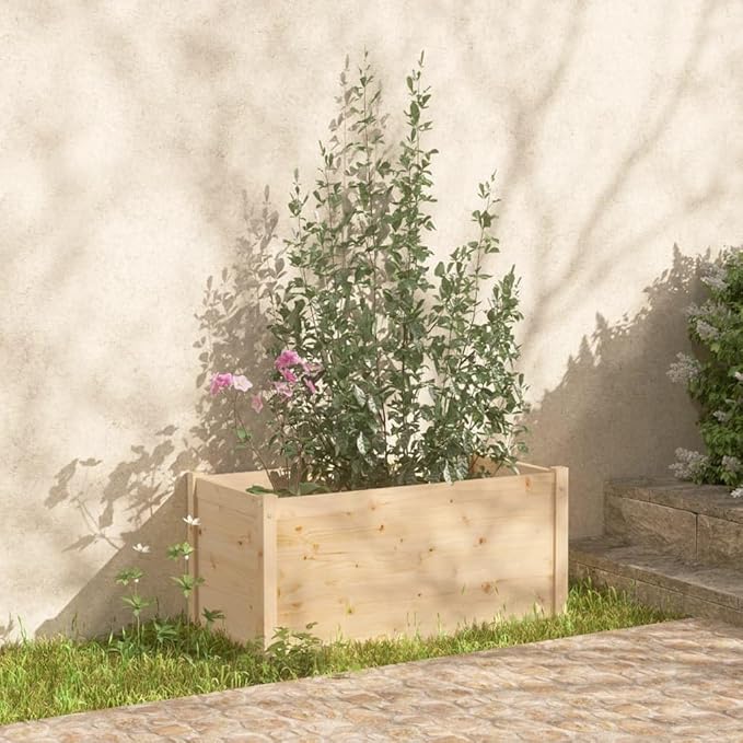 Garden Planter Durable Solid Pinewood Raised Bed for Fencing and Retaining Wall on Patio Natural Landscape Galvanized Steel