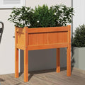 Wax Brown Solid Pine Wood Raised Garden Bed Outdoor Planter Box for Flowers Herbs Vegetables 27.6 x 12.2 x 27.6 Inch Rectangular Elevated Planters for Outdoor Plants