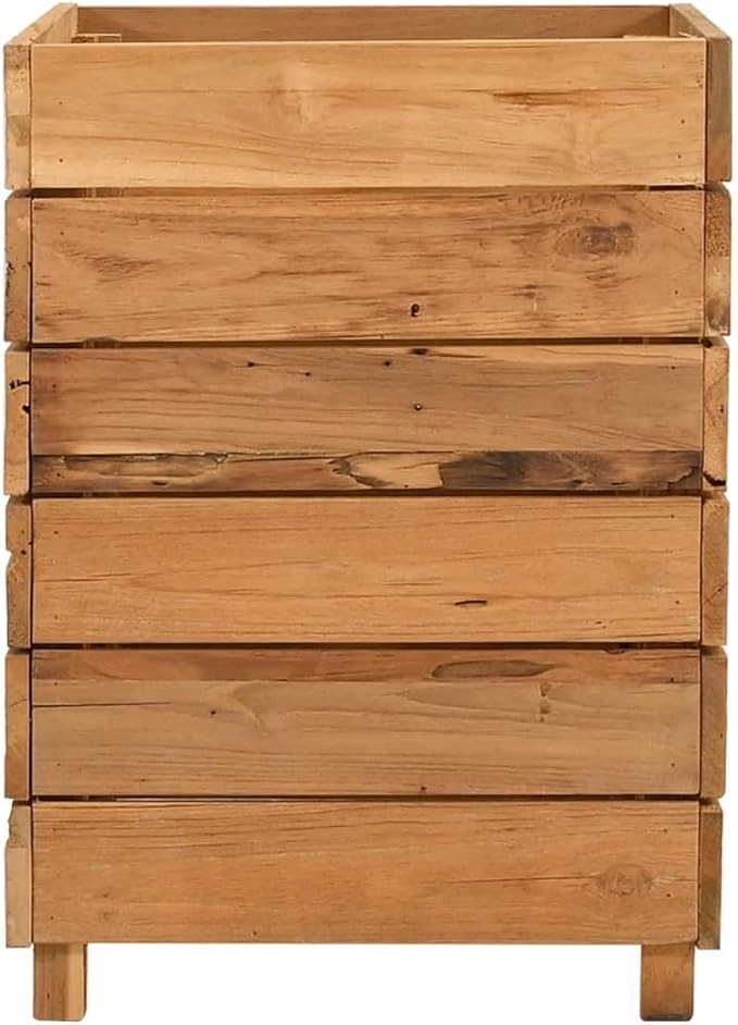 Raised Bed Garden beds Outdoor Planter Boxes Outdoor Garden Planter Suitable for Flowers Restaurants Backyard Patios 19.7x15.7x21.7 Recycled Teak Wood and Steel