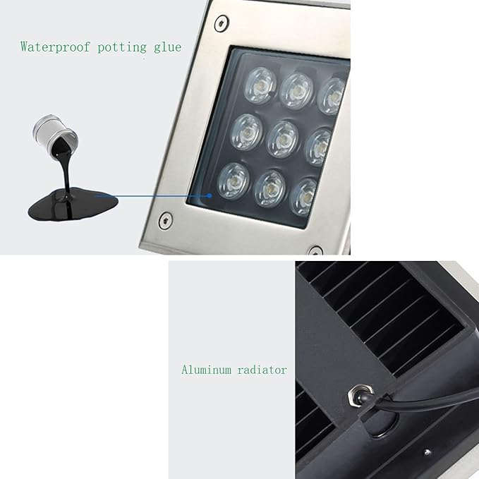 Outdoor Inground LED Landscape Lights Waterproof IP66 Spotlight for Pathway 8 Color Options (9W: Red &amp Green) AC85-265V