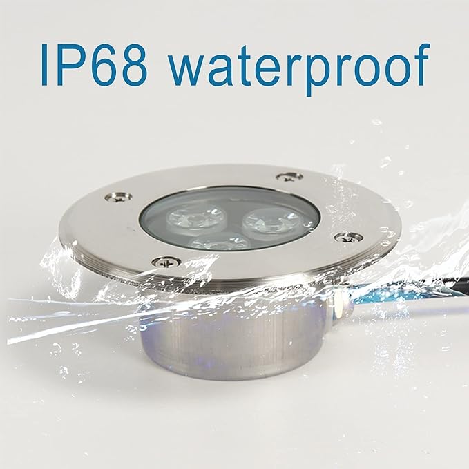 4Pcs Outdoor Buried Lights - Round Led Landscape Lights 3W Ip67 Waterproof Led Underground Well Light Stainless Steel Underground Spotlight Recessed Garden Decorative -Warm White Light-