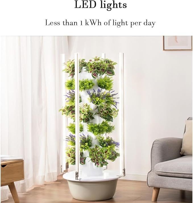 Hydroponics Growing System Tower Vertical Garden Planter with LED Grow Light Intelligent Water Cycle Settings for Herbs Fruits Vegetables(7 Layers)