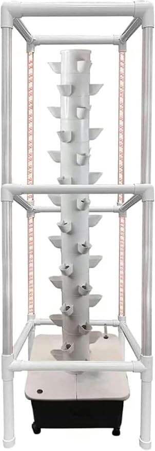 AMNOOL Hydroponics Tower Hydroponic Tower Growing Sytem Indoor Grow System with Grow Lights and Stands Soilless Cultivation Grow Tower 45 Holes Aeroponics Growing Kit