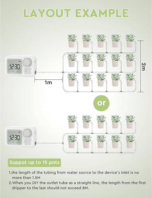 Automatic Watering System 15 Potted Indoor Houseplants Support Plant Waterer Vacation Plant Watering Devices with Digital Programmable Water Timer