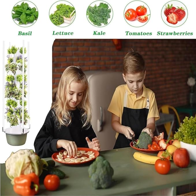 Hydroponic Tower System Kit – Indoor Vertical Germination Kit for Herbs Vegetables &amp Fruits(Size:5 Layer)