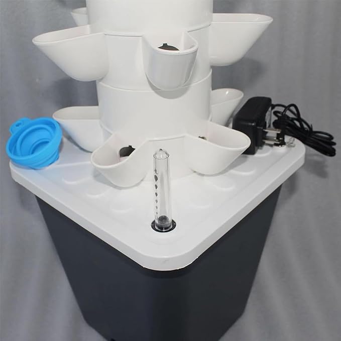 30 Tower Garden Hydroponic Growing System Kit for Herbs2/3/4/5/6 Layer Indoor Vertical System with Self-Watering Tank Space-Saving Aeroponic Planter for Vegetables (4 layers/20 Holes)