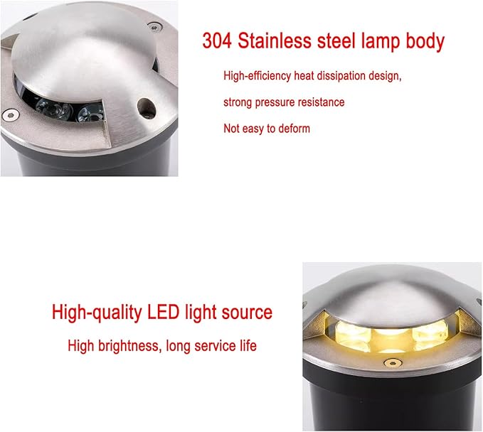 Outdoor Landscape Lamp - LED Buried Lights Warm White AC 220V Recessed Lighting Spotlight IP67 Waterproof Garden Decoration Ground Light for Driveway Sidewalk Garden Easy to Install (6w Three