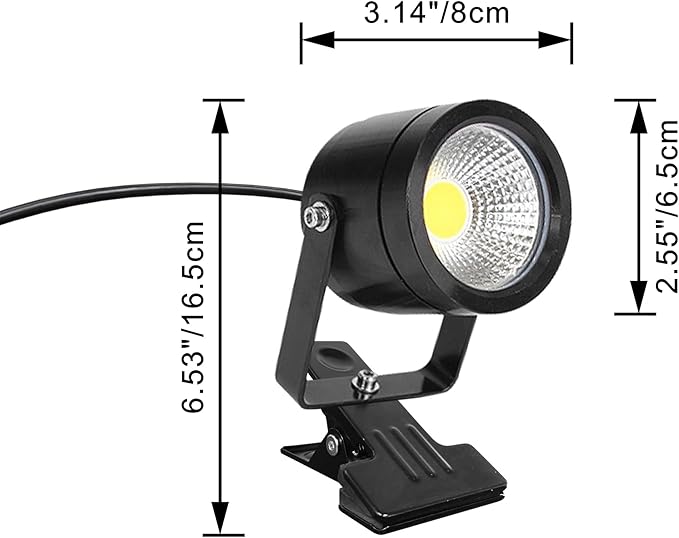Kiven IP65 Waterproof LED Landscape Clamp Light LED Decorative Spotlight Lamp with Plug-in Cord and Timer for Indoor Outdoor Yard Step Statue LED Lawn Light - Black (10W Cool White)
